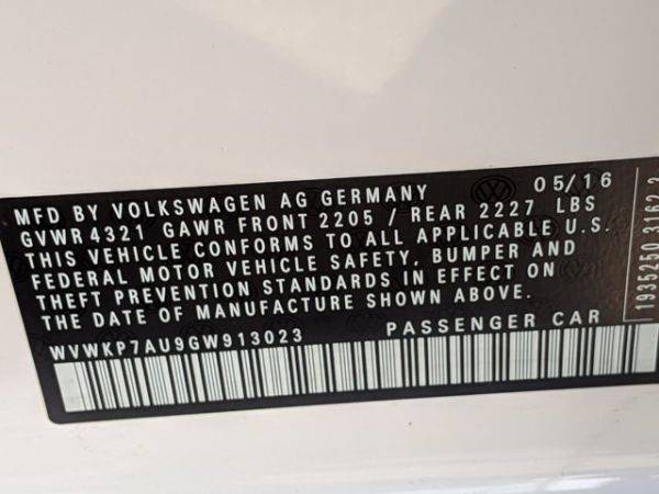 2016 Volkswagen e-Golf WVWKP7AU9GW913023