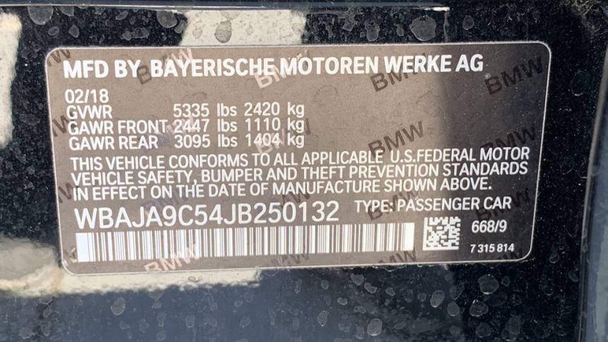 2018 BMW 5 Series WBAJA9C54JB250132