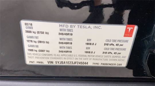 2018 Tesla Model S 5YJSA1E23JF245044