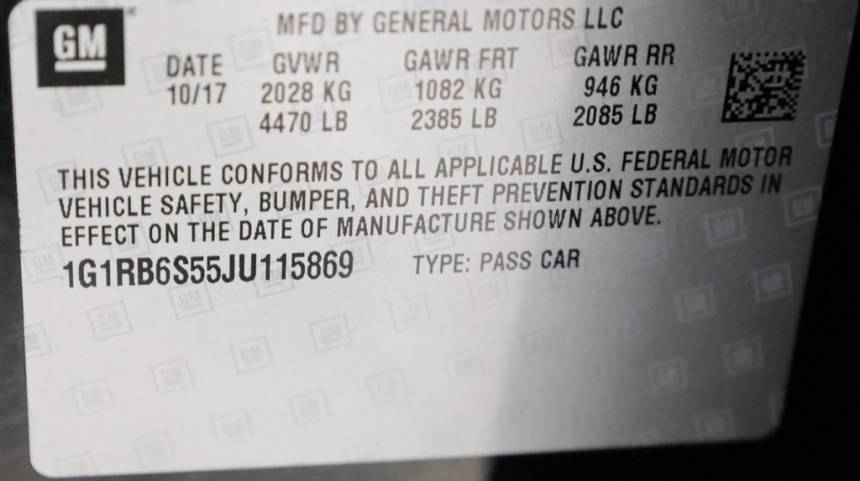 2018 Chevrolet VOLT 1G1RB6S55JU115869