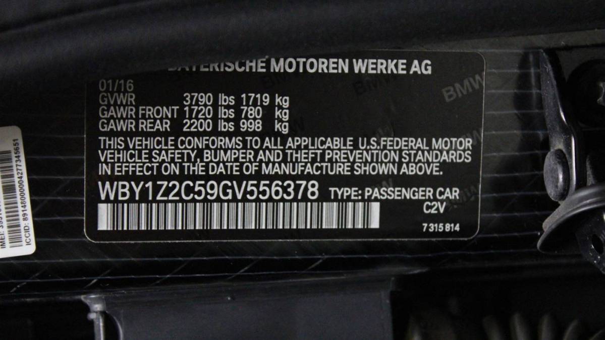 2016 BMW i3 WBY1Z2C59GV556378