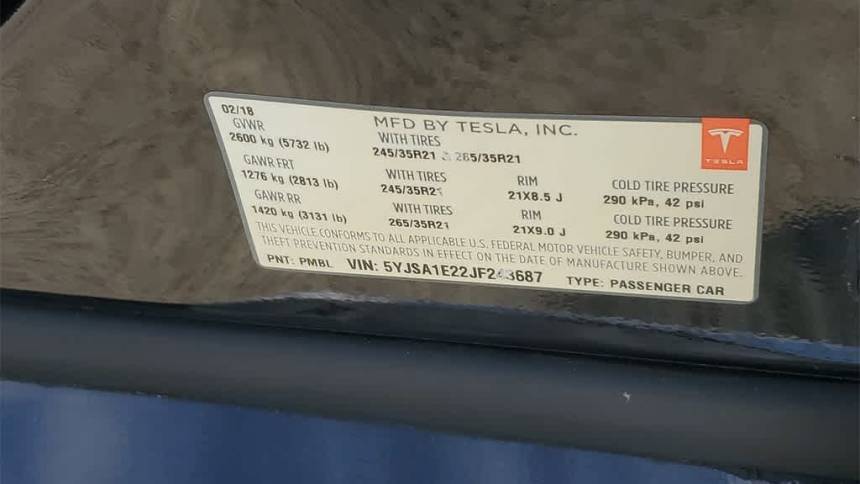 2018 Tesla Model S 5YJSA1E22JF243687