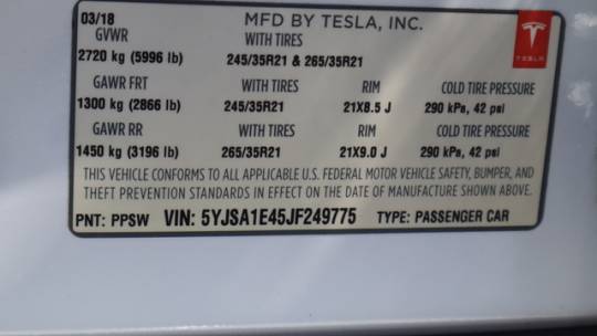 2018 Tesla Model S 5YJSA1E45JF249775