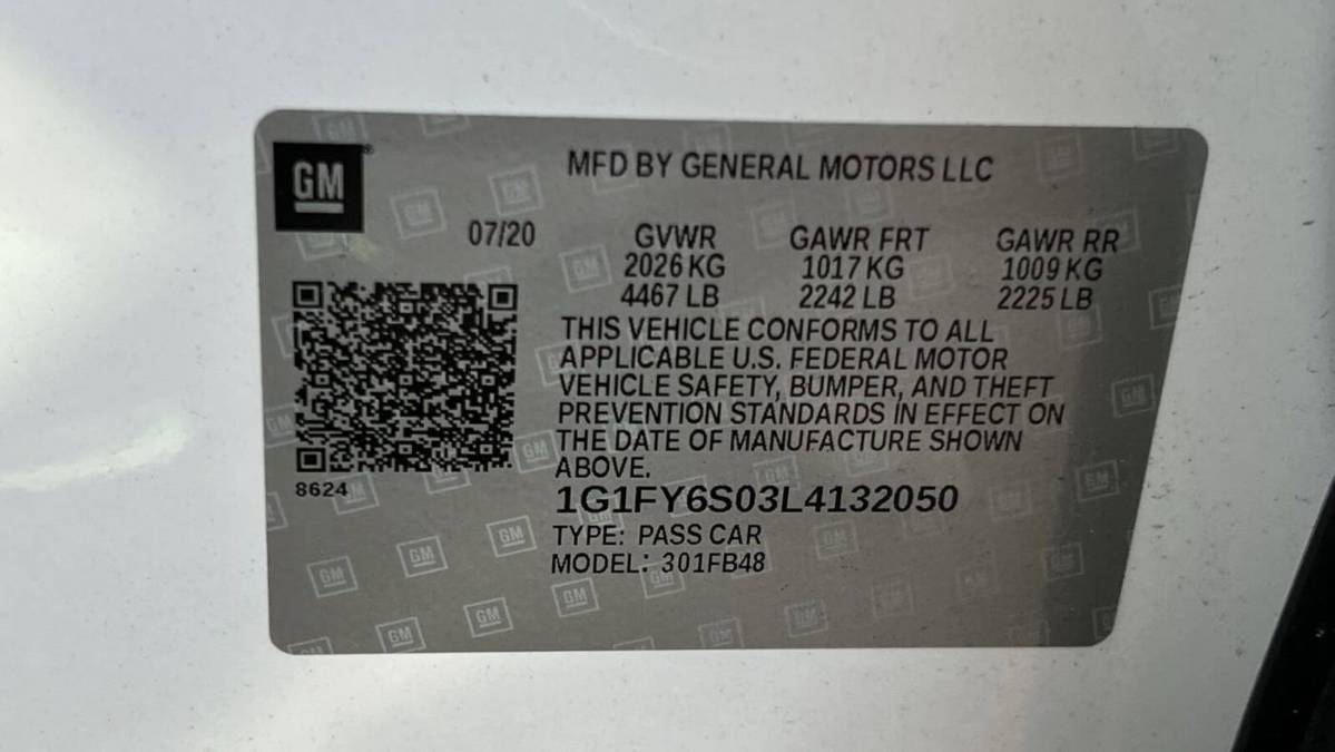 2020 Chevrolet Bolt 1G1FY6S03L4132050