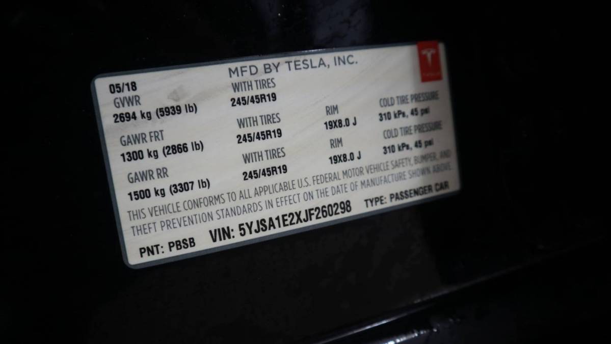 2018 Tesla Model S 5YJSA1E2XJF260298