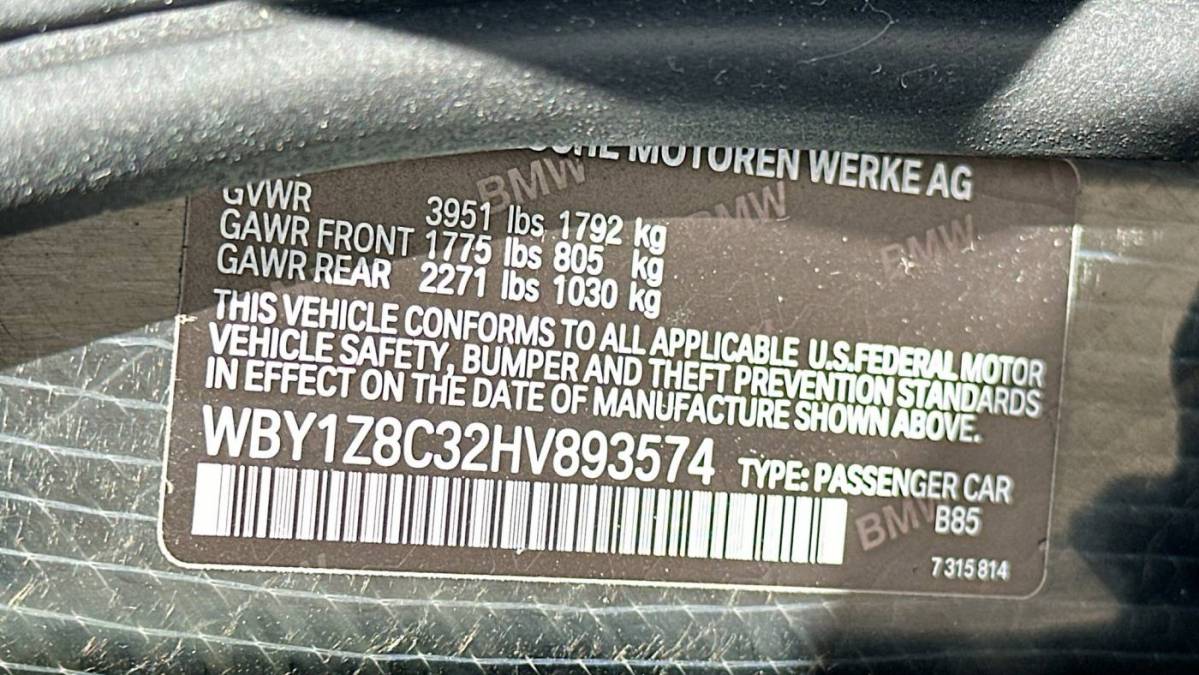 2017 BMW i3 WBY1Z8C32HV893574