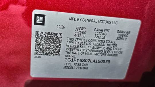 2020 Chevrolet Bolt 1G1FY6S07L4150079