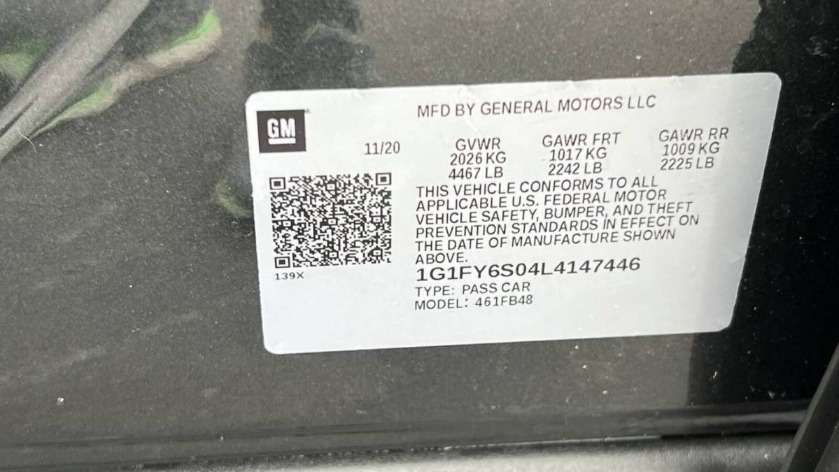 2020 Chevrolet Bolt 1G1FY6S04L4147446