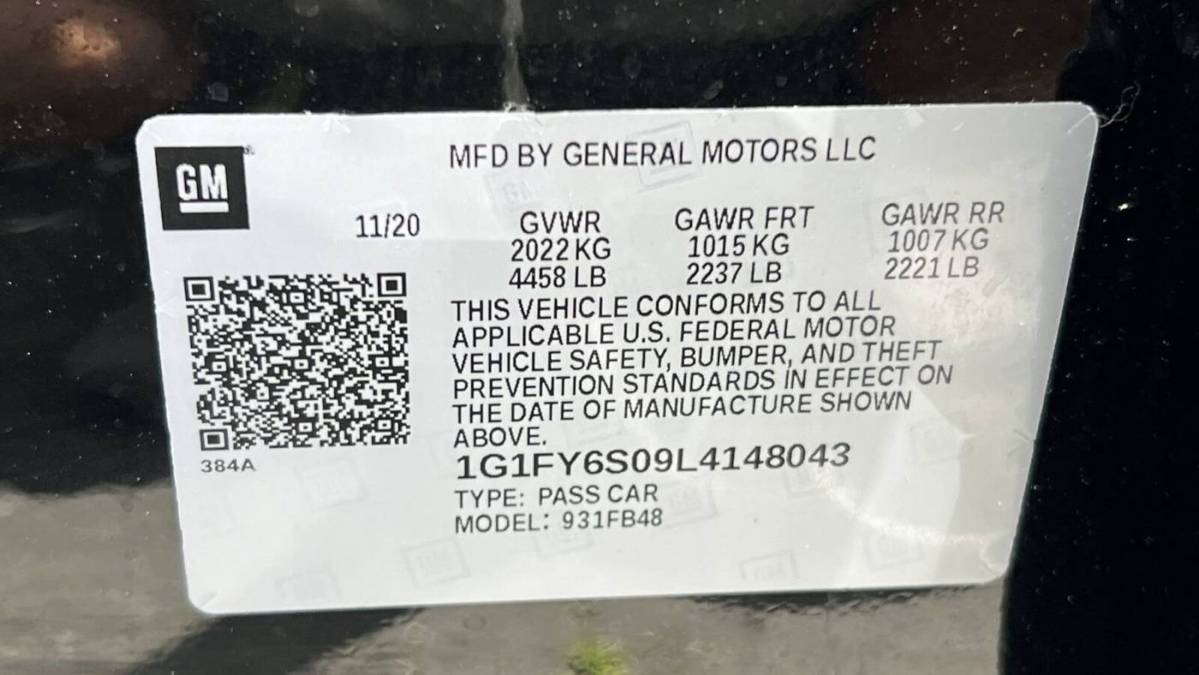 2020 Chevrolet Bolt 1G1FY6S09L4148043