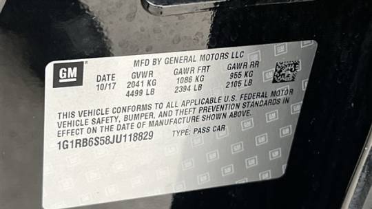 2018 Chevrolet VOLT 1G1RB6S58JU118829