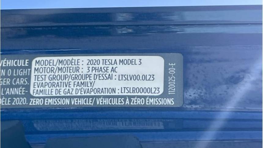 2020 Tesla Model 3 5YJ3E1EB2LF651053