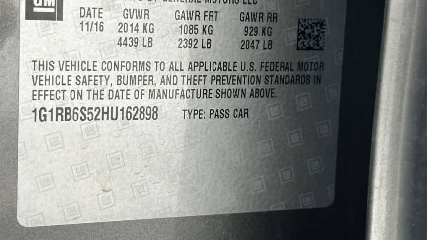 2017 Chevrolet VOLT 1G1RB6S52HU162898