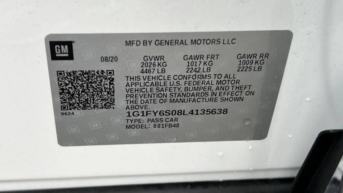 2020 Chevrolet Bolt 1G1FY6S08L4135638