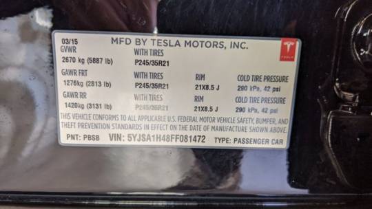 2015 Tesla Model S 5YJSA1H48FF081472