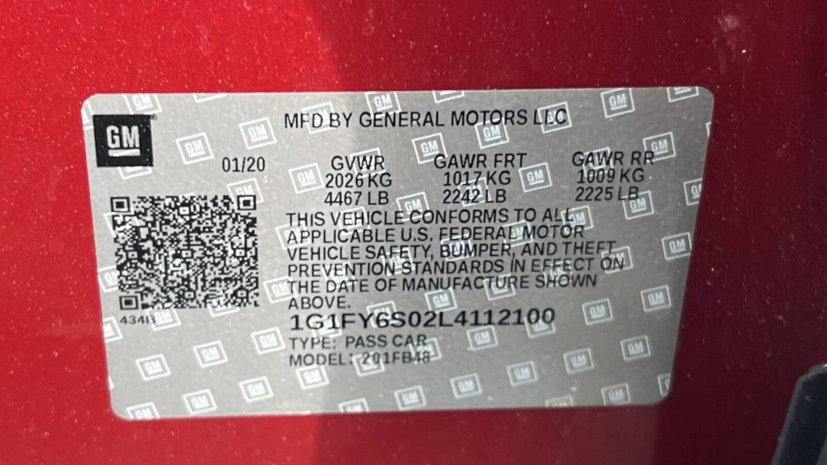 2020 Chevrolet Bolt 1G1FY6S02L4112100