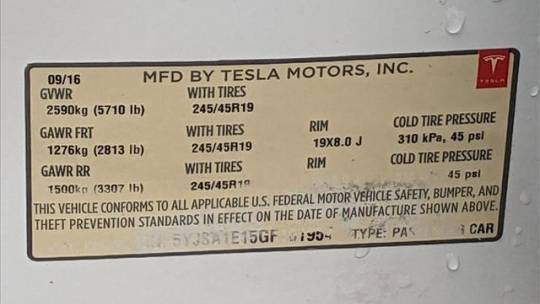 2016 Tesla Model S 5YJSA1E15GF161954