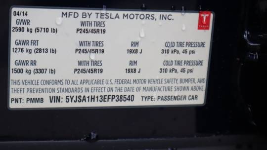 2014 Tesla Model S 5YJSA1H13EFP38540