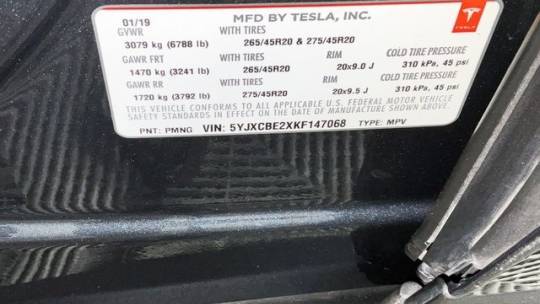 2019 Tesla Model X 5YJXCBE2XKF147068