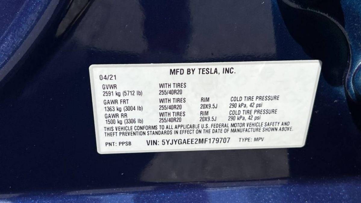 2021 Tesla Model Y 5YJYGAEE2MF179707