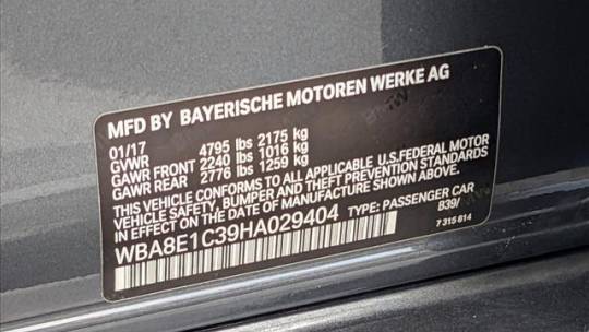 2017 BMW 3 Series WBA8E1C39HA029404