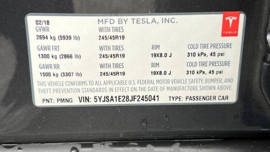 2018 Tesla Model S 5YJSA1E28JF245041