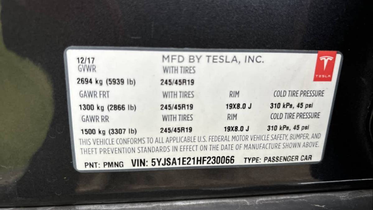 2017 Tesla Model S 5YJSA1E21HF230066