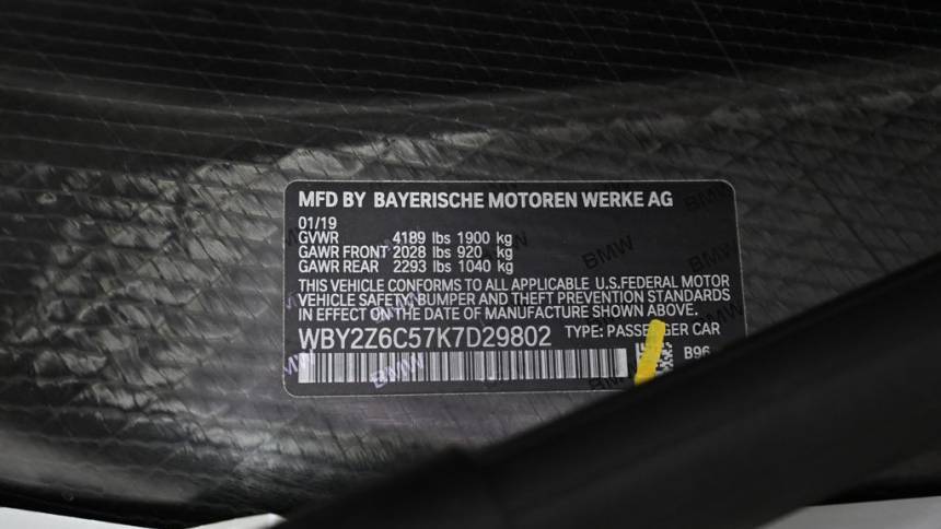 2019 BMW i8 WBY2Z6C57K7D29802