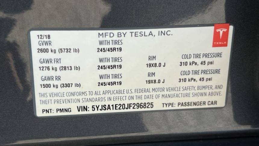 2018 Tesla Model S 5YJSA1E20JF296825