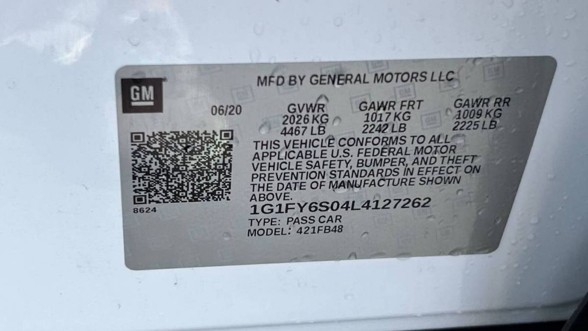 2020 Chevrolet Bolt 1G1FY6S04L4127262